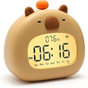 Capybara Kids Alarm Clock Sleep Trainer Night Light Dimmable New